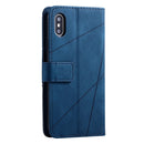 For iPhone XS / X Skin Feel Splicing Horizontal Flip Leather Case with Holder & Card Slots & Wallet & Photo Frame(Blue)