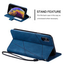 For iPhone XS / X Skin Feel Splicing Horizontal Flip Leather Case with Holder & Card Slots & Wallet & Photo Frame(Blue)
