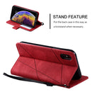 For iPhone XS / X Skin Feel Splicing Horizontal Flip Leather Case with Holder & Card Slots & Wallet & Photo Frame(Red)