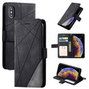 For iPhone XS / X Skin Feel Splicing Horizontal Flip Leather Case with Holder & Card Slots & Wallet & Photo Frame(Black)