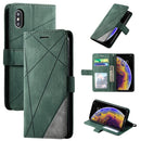 For iPhone XS / X Skin Feel Splicing Horizontal Flip Leather Case with Holder & Card Slots & Wallet & Photo Frame(Green)