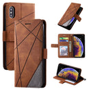 For iPhone XS / X Skin Feel Splicing Horizontal Flip Leather Case with Holder & Card Slots & Wallet & Photo Frame(Brown)