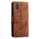 For iPhone XS / X Skin Feel Splicing Horizontal Flip Leather Case with Holder & Card Slots & Wallet & Photo Frame(Brown)