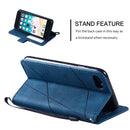 For iPhone SE 2022 / SE 2020 / 8 / 7 Skin Feel Splicing Horizontal Flip Leather Case with Holder & Card Slots & Wallet & Photo Frame(Blue)
