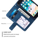 For iPhone SE 2022 / SE 2020 / 8 / 7 Skin Feel Splicing Horizontal Flip Leather Case with Holder & Card Slots & Wallet & Photo Frame(Blue)