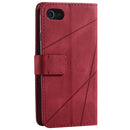 For iPhone SE 2022 / SE 2020 / 8 / 7 Skin Feel Splicing Horizontal Flip Leather Case with Holder & Card Slots & Wallet & Photo Frame(Red)