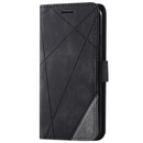 For iPhone SE 2022 / SE 2020 / 8 / 7 Skin Feel Splicing Horizontal Flip Leather Case with Holder & Card Slots & Wallet & Photo Frame(Black)