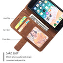 For iPhone SE 2022 / SE 2020 / 8 / 7 Skin Feel Splicing Horizontal Flip Leather Case with Holder & Card Slots & Wallet & Photo Frame(Brown)