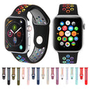 For Apple Watch Series 7 41mm / 6 & SE & 5 & 4 40mm / 3 & 2 & 1 38mm Rainbow Sport Watch Band (Black)