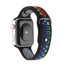 For Apple Watch Series 7 45mm / 6 & SE & 5 & 4 44mm / 3 & 2 & 1 42mm Rainbow Sport Watch Band (Black)