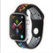 For Apple Watch Series 7 45mm / 6 & SE & 5 & 4 44mm / 3 & 2 & 1 42mm Rainbow Sport Watch Band (Black)