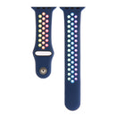 For Apple Watch Series 7 45mm / 6 & SE & 5 & 4 44mm / 3 & 2 & 1 42mm Rainbow Sport Watch Band (Dark Blue)