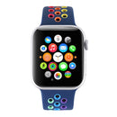 For Apple Watch Series 7 45mm / 6 & SE & 5 & 4 44mm / 3 & 2 & 1 42mm Rainbow Sport Watch Band (Dark Blue)
