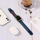 For Apple Watch Series 7 45mm / 6 & SE & 5 & 4 44mm / 3 & 2 & 1 42mm Rainbow Sport Watch Band (Dark Blue)