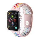 For Apple Watch Series 7 45mm / 6 & SE & 5 & 4 44mm / 3 & 2 & 1 42mm Rainbow Sport Watch Band (Pink)