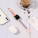 For Apple Watch Series 7 45mm / 6 & SE & 5 & 4 44mm / 3 & 2 & 1 42mm Rainbow Sport Watch Band (Pink)