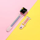 For Apple Watch Series 7 45mm / 6 & SE & 5 & 4 44mm / 3 & 2 & 1 42mm Rainbow Sport Watch Band (Pink)
