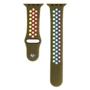 For Apple Watch Series 7 45mm / 6 & SE & 5 & 4 44mm / 3 & 2 & 1 42mm Rainbow Sport Watch Band (Olive Green)