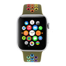 For Apple Watch Series 7 45mm / 6 & SE & 5 & 4 44mm / 3 & 2 & 1 42mm Rainbow Sport Watch Band (Olive Green)