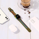 For Apple Watch Series 7 45mm / 6 & SE & 5 & 4 44mm / 3 & 2 & 1 42mm Rainbow Sport Watch Band (Olive Green)