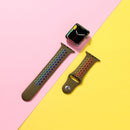 For Apple Watch Series 7 45mm / 6 & SE & 5 & 4 44mm / 3 & 2 & 1 42mm Rainbow Sport Watch Band (Olive Green)