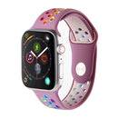 For Apple Watch Series 7 45mm / 6 & SE & 5 & 4 44mm / 3 & 2 & 1 42mm Rainbow Sport Watch Band (Purple)