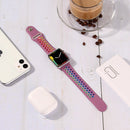For Apple Watch Series 7 45mm / 6 & SE & 5 & 4 44mm / 3 & 2 & 1 42mm Rainbow Sport Watch Band (Purple)
