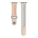 For Apple Watch Series 7 45mm / 6 & SE & 5 & 4 44mm / 3 & 2 & 1 42mm Rainbow Sport Watch Band (Beige)