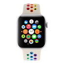 For Apple Watch Series 7 45mm / 6 & SE & 5 & 4 44mm / 3 & 2 & 1 42mm Rainbow Sport Watch Band (Beige)