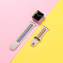 For Apple Watch Series 7 45mm / 6 & SE & 5 & 4 44mm / 3 & 2 & 1 42mm Rainbow Sport Watch Band (Beige)