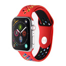 For Apple Watch Series 7 45mm / 6 & SE & 5 & 4 44mm / 3 & 2 & 1 42mm Rainbow Sport Watch Band (Red)