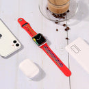 For Apple Watch Series 7 45mm / 6 & SE & 5 & 4 44mm / 3 & 2 & 1 42mm Rainbow Sport Watch Band (Red)