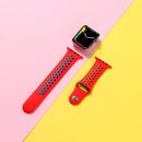 For Apple Watch Series 7 45mm / 6 & SE & 5 & 4 44mm / 3 & 2 & 1 42mm Rainbow Sport Watch Band (Red)