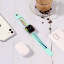 For Apple Watch Series 7 45mm / 6 & SE & 5 & 4 44mm / 3 & 2 & 1 42mm Rainbow Sport Watch Band (Turquoise)