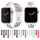 For Apple Watch Series 7 45mm / 6 & SE & 5 & 4 44mm / 3 & 2 & 1 42mm Rainbow Sport Watch Band (Black)