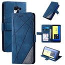 For Samsung Galaxy J6 Skin Feel Splicing Horizontal Flip Leather Case with Holder & Card Slots & Wallet & Photo Frame(Blue)