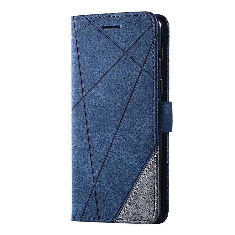 For Samsung Galaxy A8(2018) Skin Feel Splicing Horizontal Flip Leather Case with Holder & Card Slots & Wallet & Photo Frame(Blue)