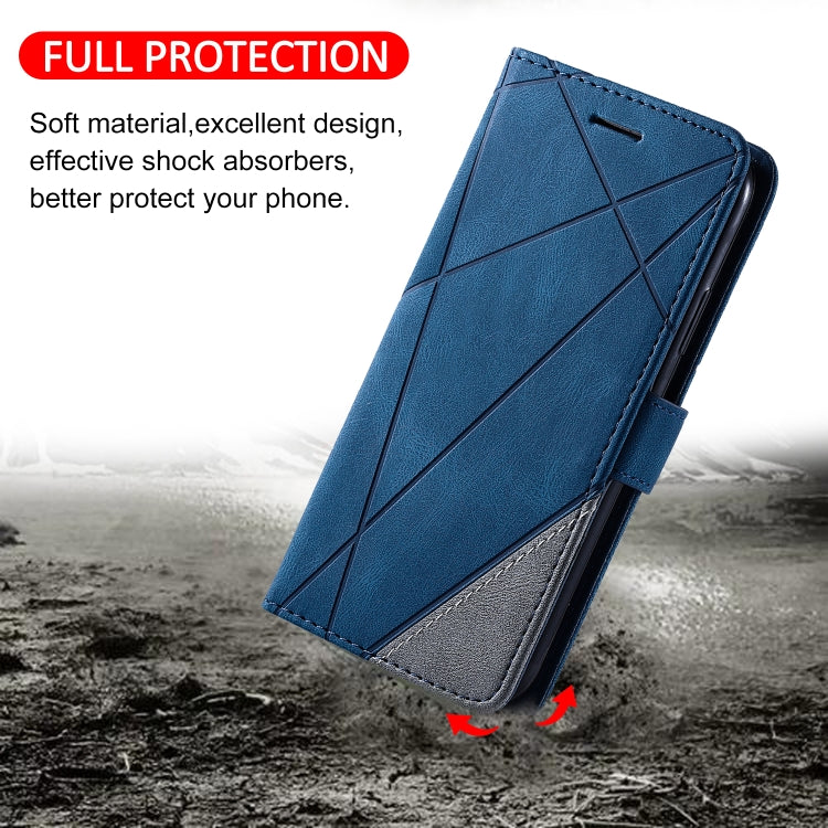 For Samsung Galaxy A8(2018) Skin Feel Splicing Horizontal Flip Leather Case with Holder & Card Slots & Wallet & Photo Frame(Blue)