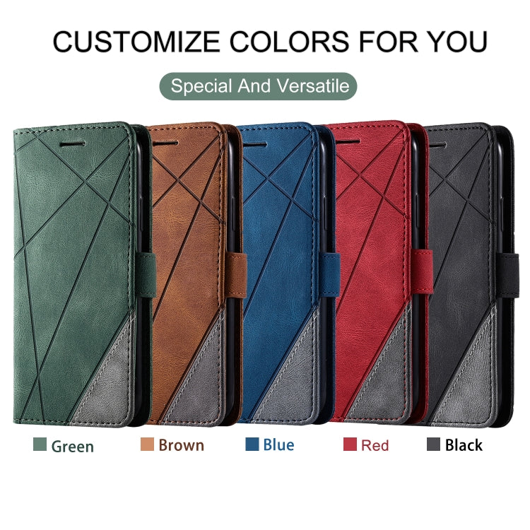 For Samsung Galaxy A8(2018) Skin Feel Splicing Horizontal Flip Leather Case with Holder & Card Slots & Wallet & Photo Frame(Blue)