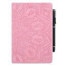 For Lenovo Tab M8 TB-8505F 8505X 8.0 Calf Pattern Double Folding Design Embossed Leather Case with Holder & Card Slots & Pen Slot & Elastic Band(Pink)