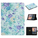 For Amazon Kindle Fire HD 8 (2020) Flower Pattern Horizontal Flip Leather Case with Card Slots & Holder(Purple Flower)