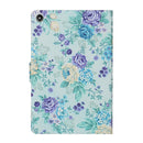 For Amazon Kindle Fire HD 8 (2020) Flower Pattern Horizontal Flip Leather Case with Card Slots & Holder(Purple Flower)