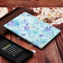 For Amazon Kindle Fire HD 8 (2020) Flower Pattern Horizontal Flip Leather Case with Card Slots & Holder(Purple Flower)