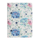 For Amazon Kindle Fire HD 8 (2020) Flower Pattern Horizontal Flip Leather Case with Card Slots & Holder(Blue Flower On White)