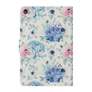 For Amazon Kindle Fire HD 8 (2020) Flower Pattern Horizontal Flip Leather Case with Card Slots & Holder(Blue Flower On White)
