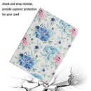 For Amazon Kindle Fire HD 8 (2020) Flower Pattern Horizontal Flip Leather Case with Card Slots & Holder(Blue Flower On White)