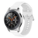22mm Universal Silver Buckle Silicone Watch Band, Size:L(White)