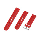 22mm Universal Silver Buckle Silicone Watch Band, Size:L(Red)