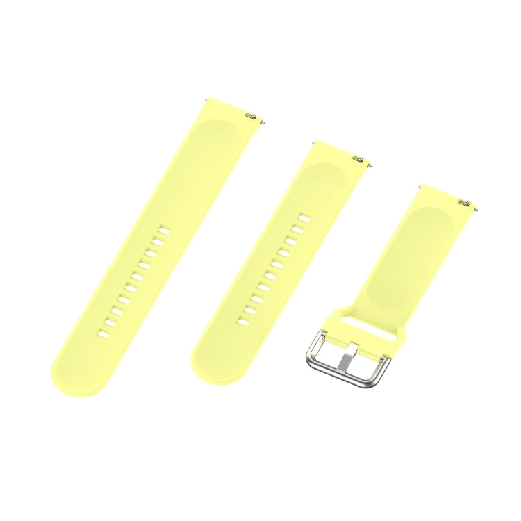 22mm Universal Silver Buckle Silicone Watch Band, Size:S(Yellow)