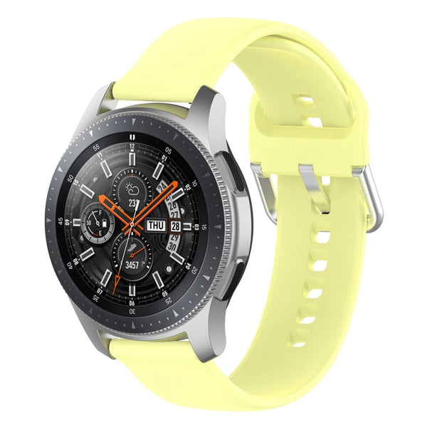 22mm Universal Silver Buckle Silicone Watch Band, Size:S(Yellow)